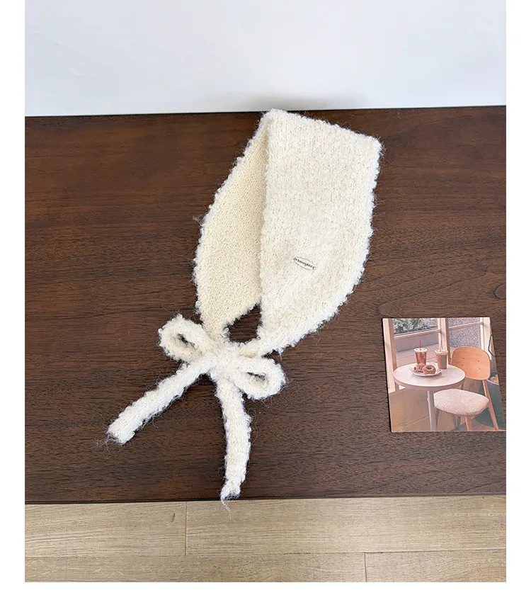 Korean Minimalist Solid Color Knitted Earmuffs Women Plush Strap Ear Warmers Stylish Photo Prop Winter Cold‑proof Ear Covers
