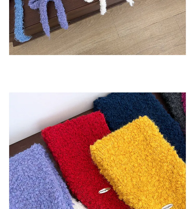 Korean Minimalist Solid Color Knitted Earmuffs Women Plush Strap Ear Warmers Stylish Photo Prop Winter Cold‑proof Ear Covers