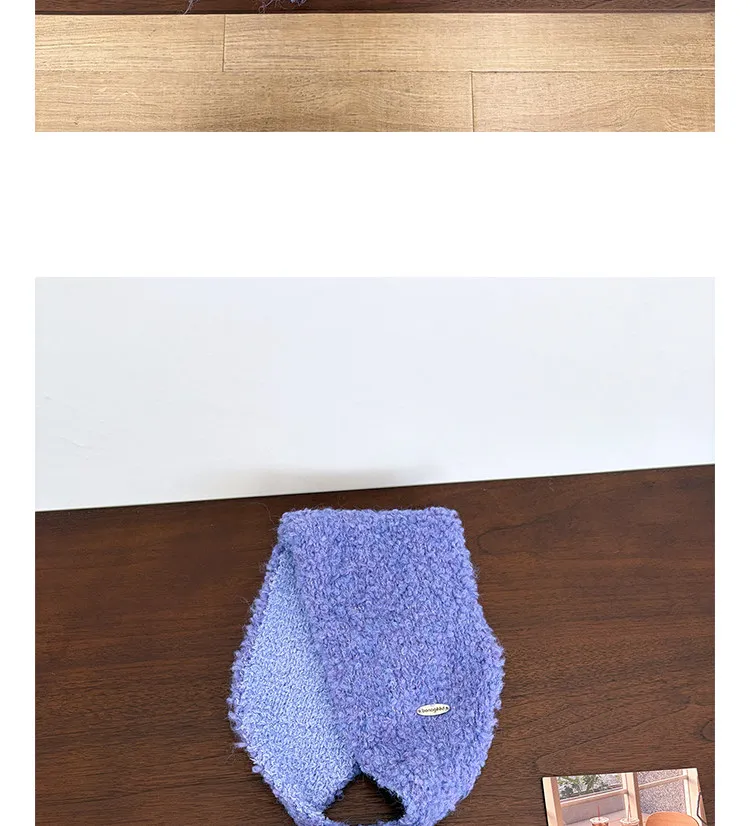 Korean Minimalist Solid Color Knitted Earmuffs Women Plush Strap Ear Warmers Stylish Photo Prop Winter Cold‑proof Ear Covers
