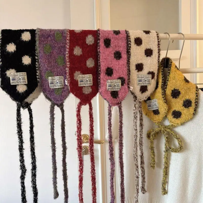 Hot Sale Winter Girls Knitted Earmuffs Cute Color Women Dots Strap Ear Protection Lady Warm Versatile Earflap