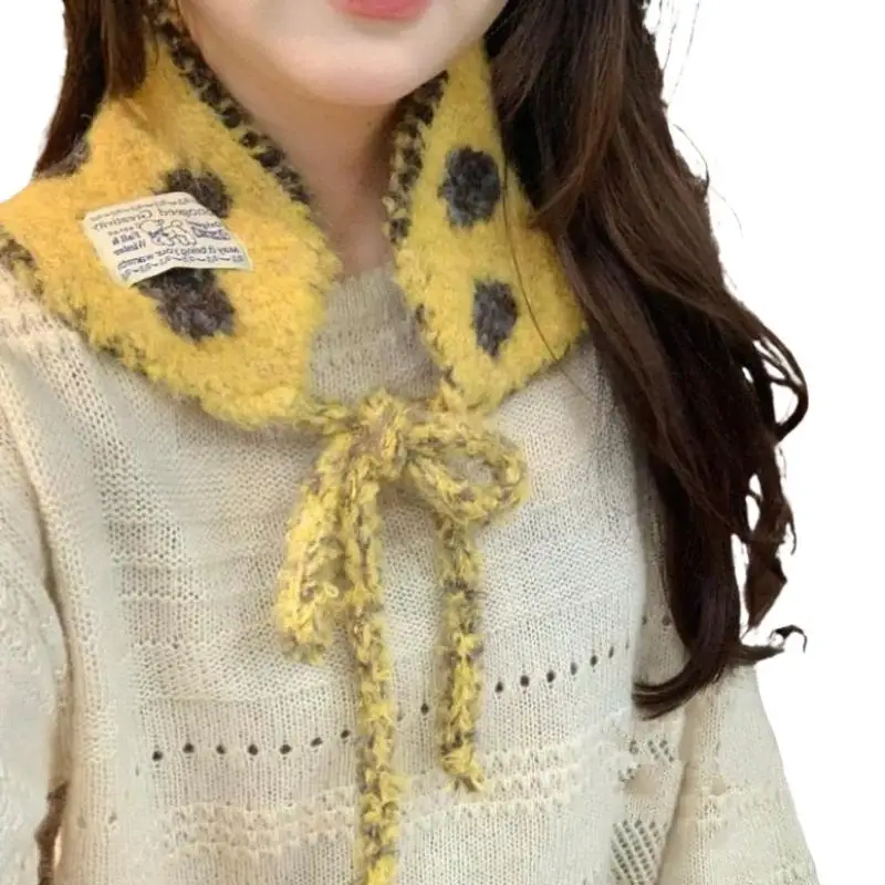 Hot Sale Winter Girls Knitted Earmuffs Cute Color Women Dots Strap Ear Protection Lady Warm Versatile Earflap