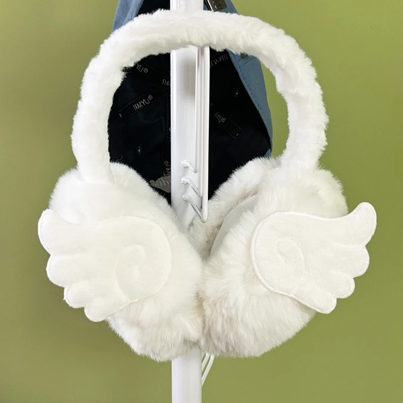 Y2K Angel Wing Soft Plush Ear Keep Warmer Winter Earmuffs For Women Outdoor Earflap Protection Ear Cover