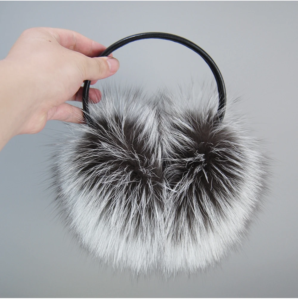 New Winter Real Fox Fur Earmuffs for Women Natural Fox Fur Scarves Dual use Genuine Warmer Plush EarMuff Outdoor Solid Fur Scarf