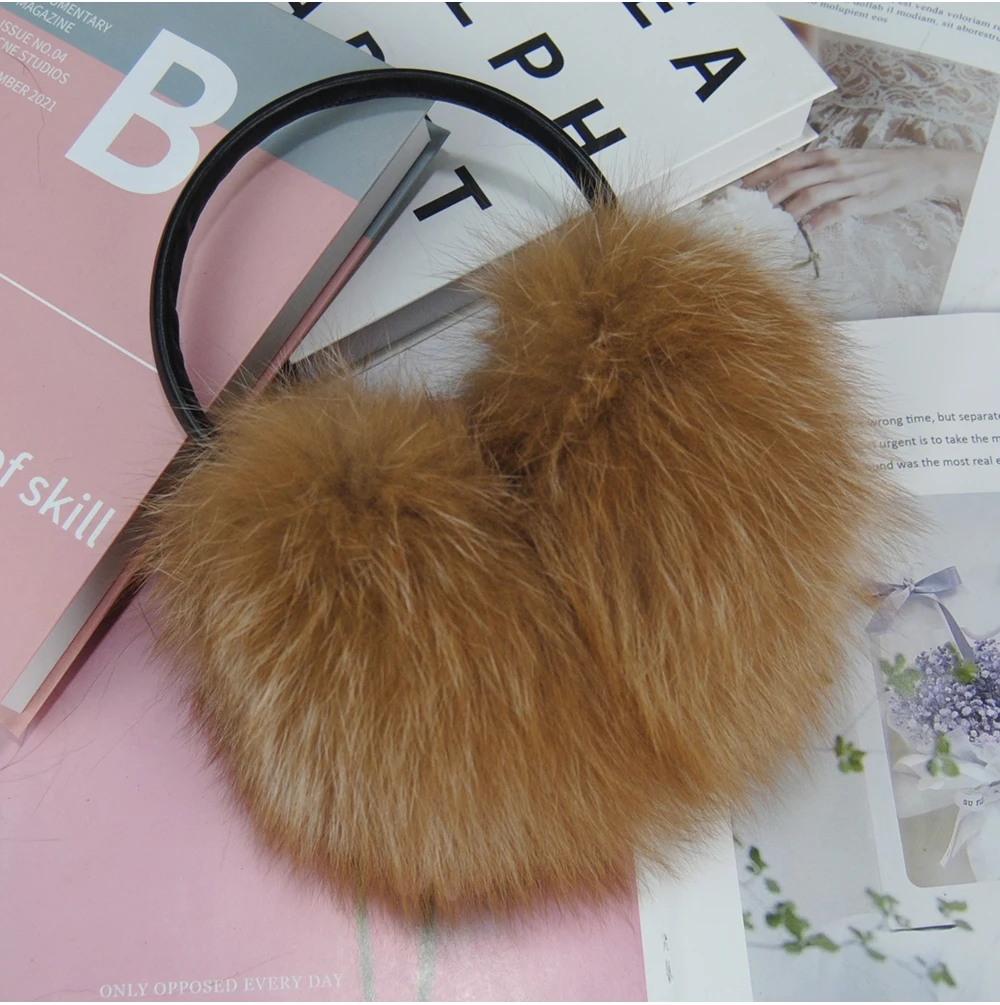 New Winter Real Fox Fur Earmuffs for Women Natural Fox Fur Scarves Dual use Genuine Warmer Plush EarMuff Outdoor Solid Fur Scarf