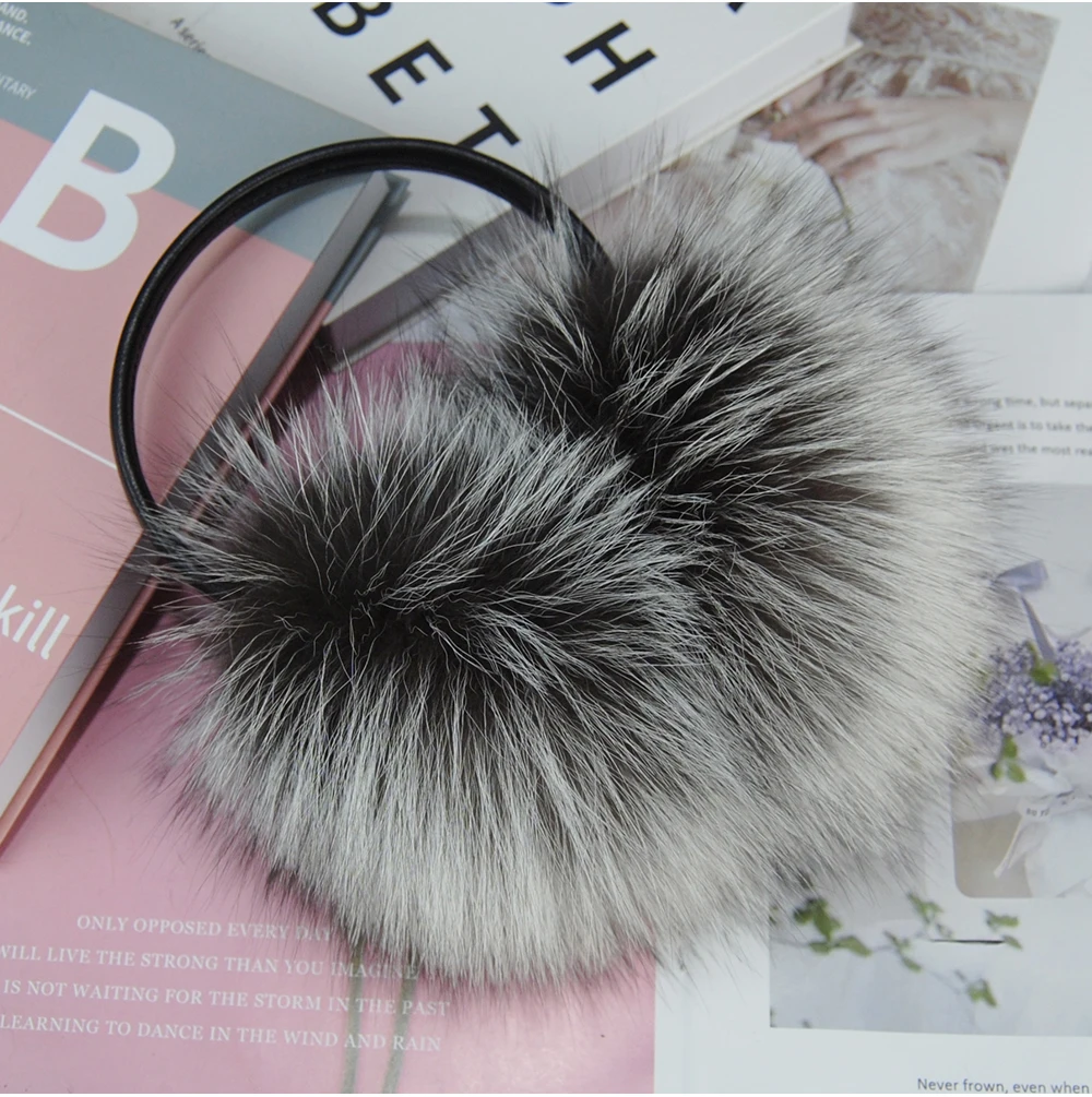 New Winter Real Fox Fur Earmuffs for Women Natural Fox Fur Scarves Dual use Genuine Warmer Plush EarMuff Outdoor Solid Fur Scarf