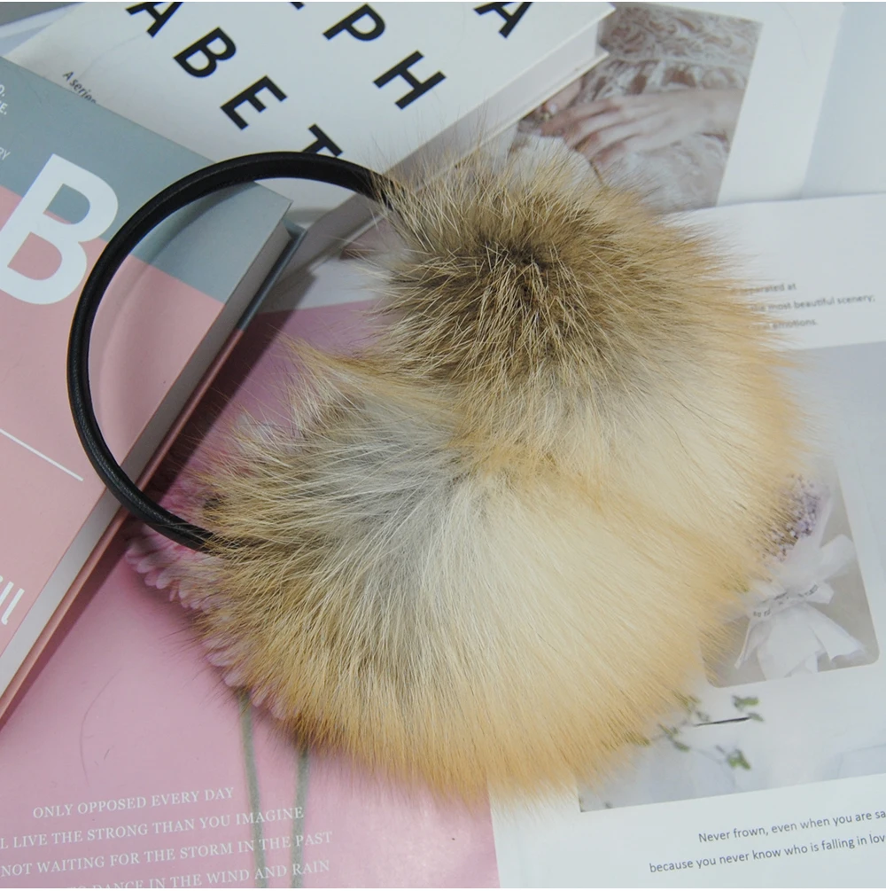 New Winter Real Fox Fur Earmuffs for Women Natural Fox Fur Scarves Dual use Genuine Warmer Plush EarMuff Outdoor Solid Fur Scarf