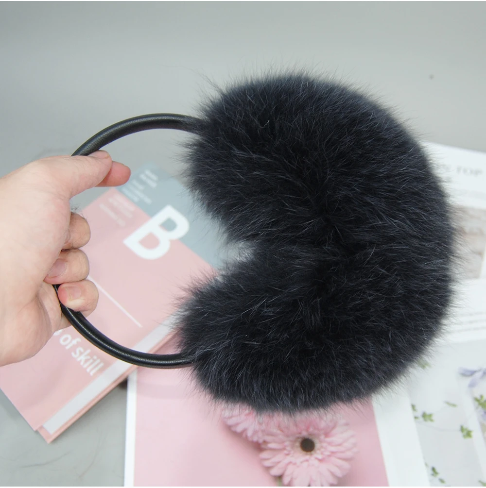 New Winter Real Fox Fur Earmuffs for Women Natural Fox Fur Scarves Dual use Genuine Warmer Plush EarMuff Outdoor Solid Fur Scarf