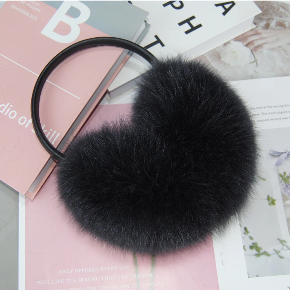 New Winter Real Fox Fur Earmuffs for Women Natural Fox Fur Scarves Dual use Genuine Warmer Plush EarMuff Outdoor Solid Fur Scarf