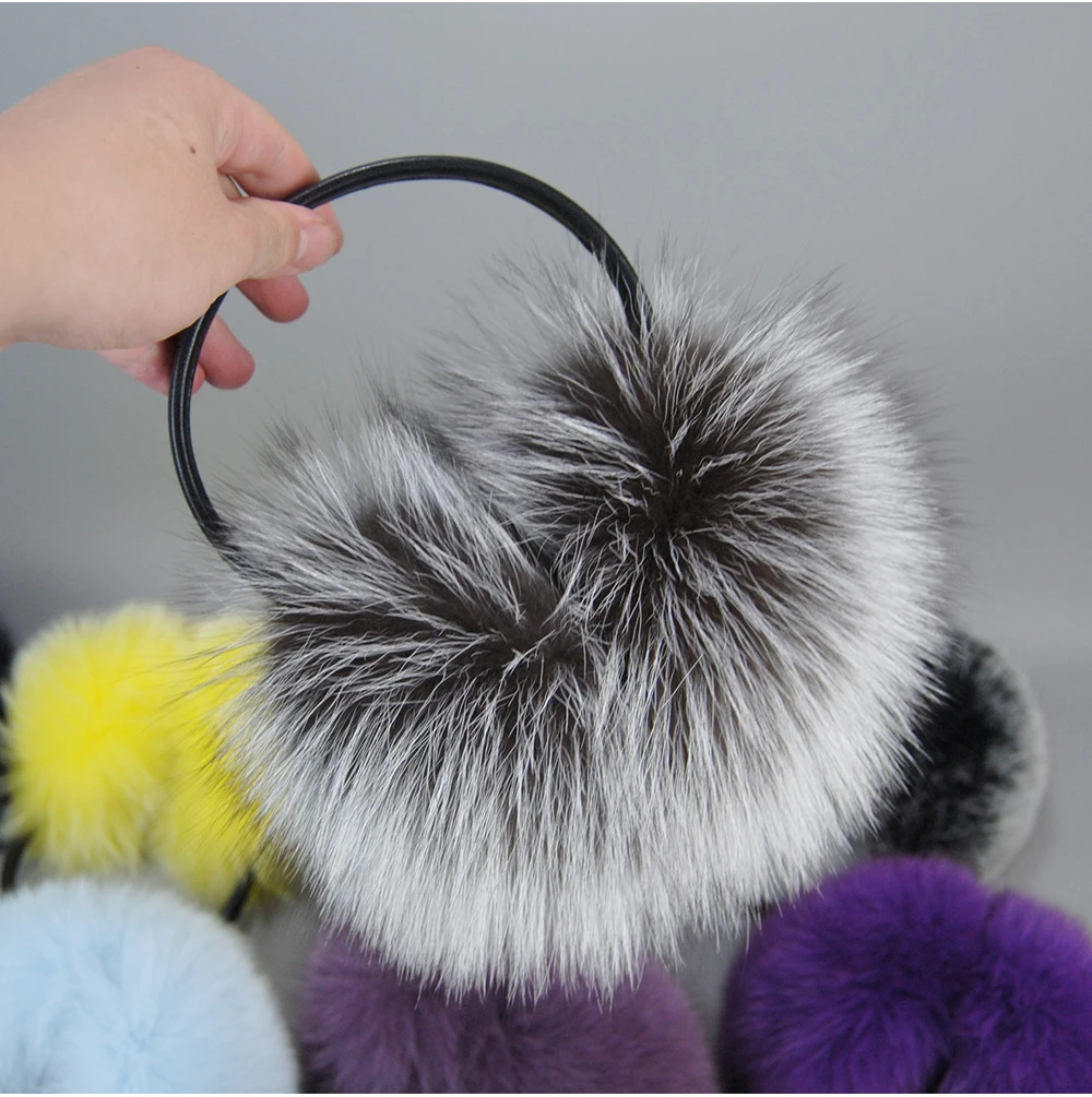 New Winter Real Fox Fur Earmuffs for Women Natural Fox Fur Scarves Dual use Genuine Warmer Plush EarMuff Outdoor Solid Fur Scarf