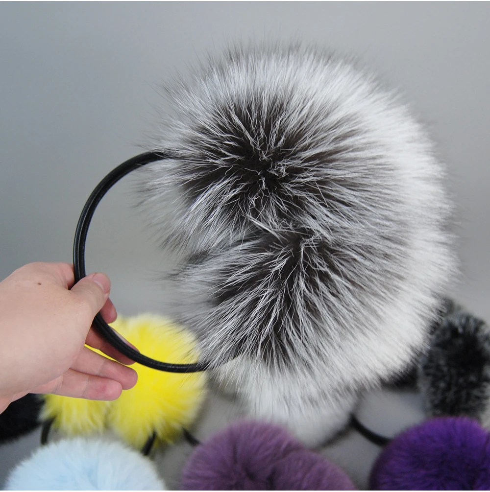New Winter Real Fox Fur Earmuffs for Women Natural Fox Fur Scarves Dual use Genuine Warmer Plush EarMuff Outdoor Solid Fur Scarf