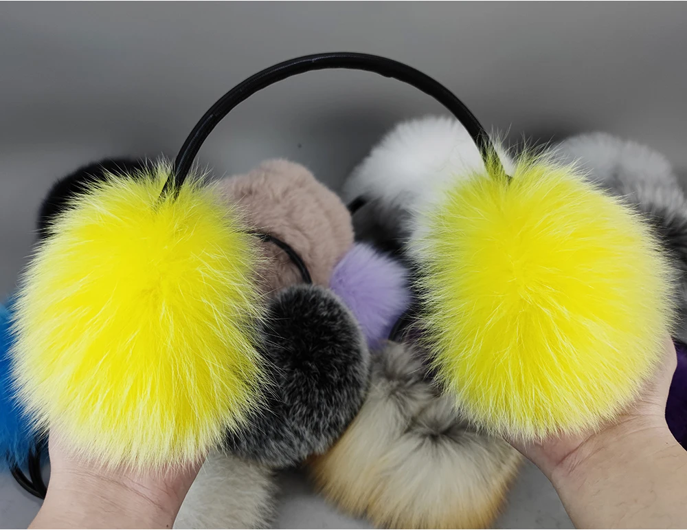 New Winter Real Fox Fur Earmuffs for Women Natural Fox Fur Scarves Dual use Genuine Warmer Plush EarMuff Outdoor Solid Fur Scarf