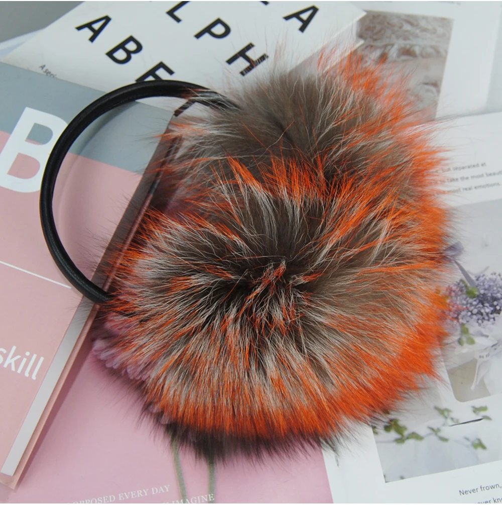 New Winter Real Fox Fur Earmuffs for Women Natural Fox Fur Scarves Dual use Genuine Warmer Plush EarMuff Outdoor Solid Fur Scarf