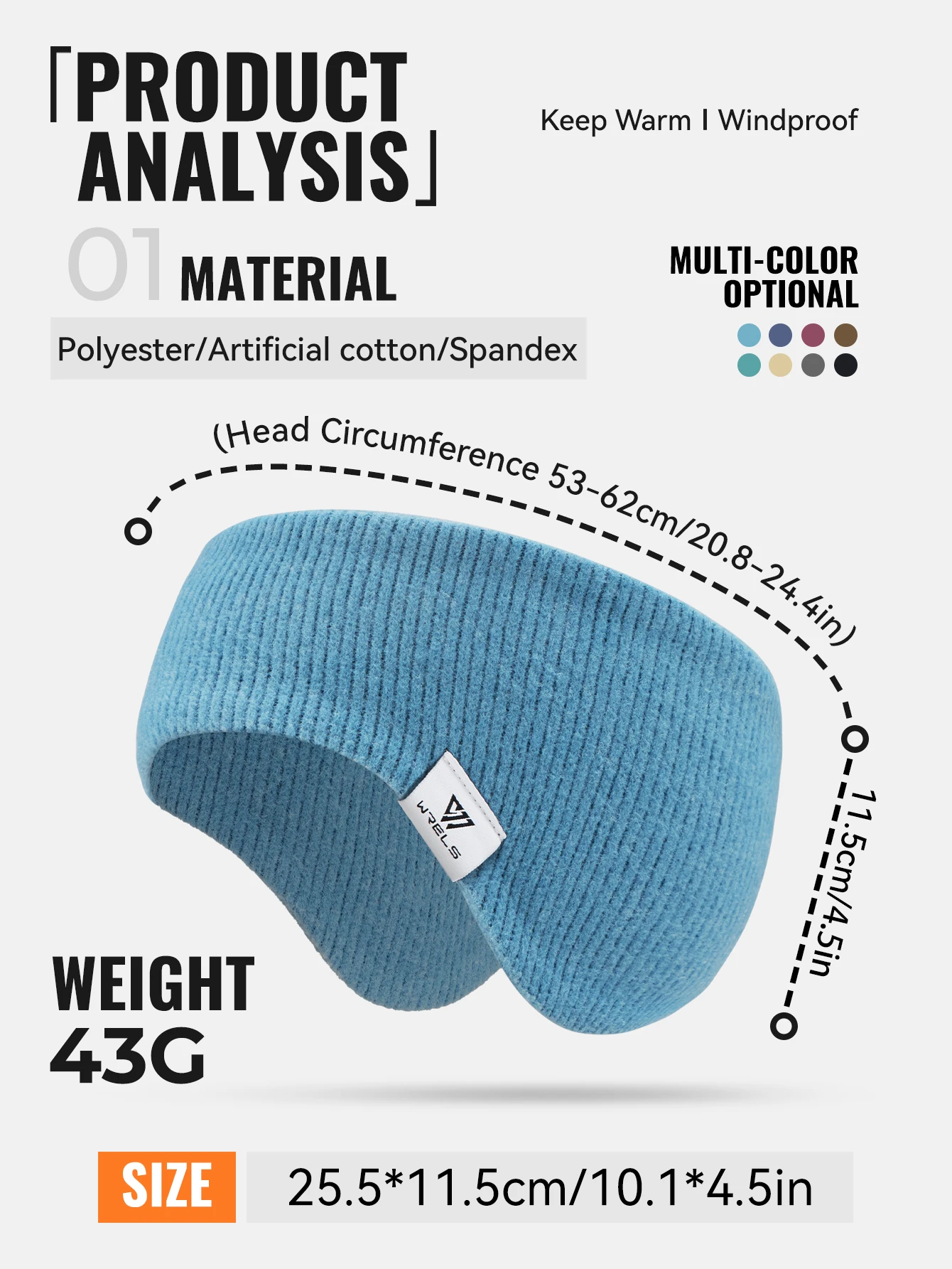 WRELS Fleece Ear Warmer Muffs Headband Ear Muffs Yoga Warm Stretchy Thermal Ear Muffs Men Women Cold Weather Windproof Earmuffs