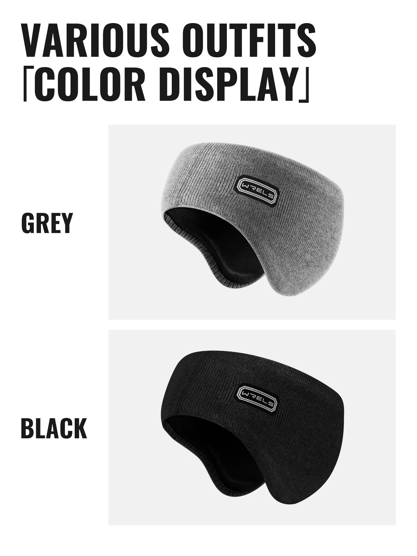 WRELS Ear Warmers Headband Fleece Earmuffs Winter Elastic Anti-Slip Headband Unisex Outdoors Sports Workout Headband Ear Muffs