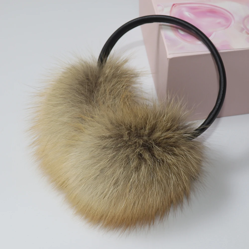 New 100% Natural Fox Fur Earlaps Fashion Women Fluffy Real Fox Fur Earmuffs Winter Lady Big Pompoms Fox Fur Plush Ear Muff