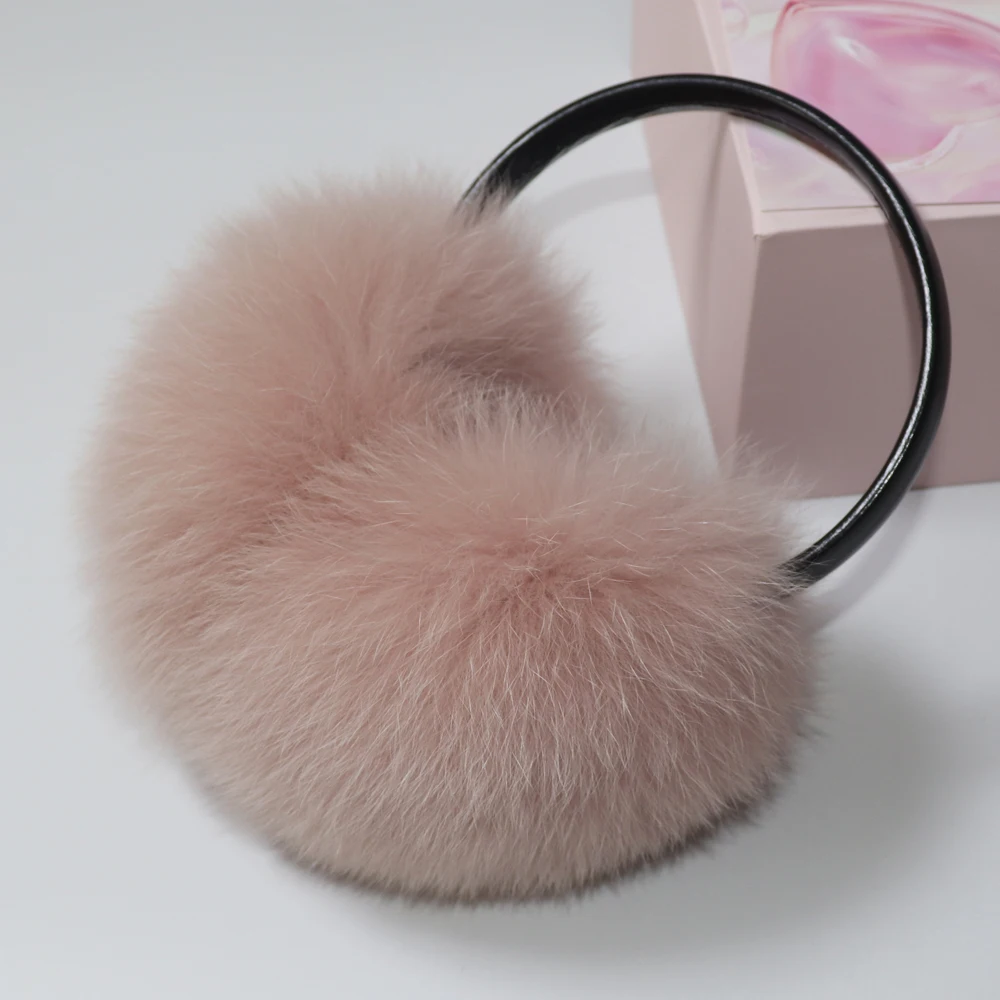 New 100% Natural Fox Fur Earlaps Fashion Women Fluffy Real Fox Fur Earmuffs Winter Lady Big Pompoms Fox Fur Plush Ear Muff