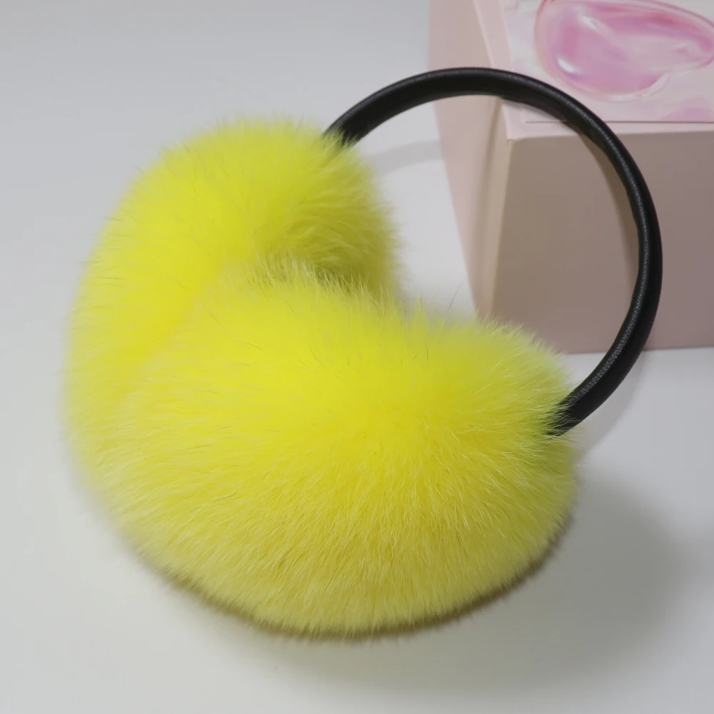 New 100% Natural Fox Fur Earlaps Fashion Women Fluffy Real Fox Fur Earmuffs Winter Lady Big Pompoms Fox Fur Plush Ear Muff