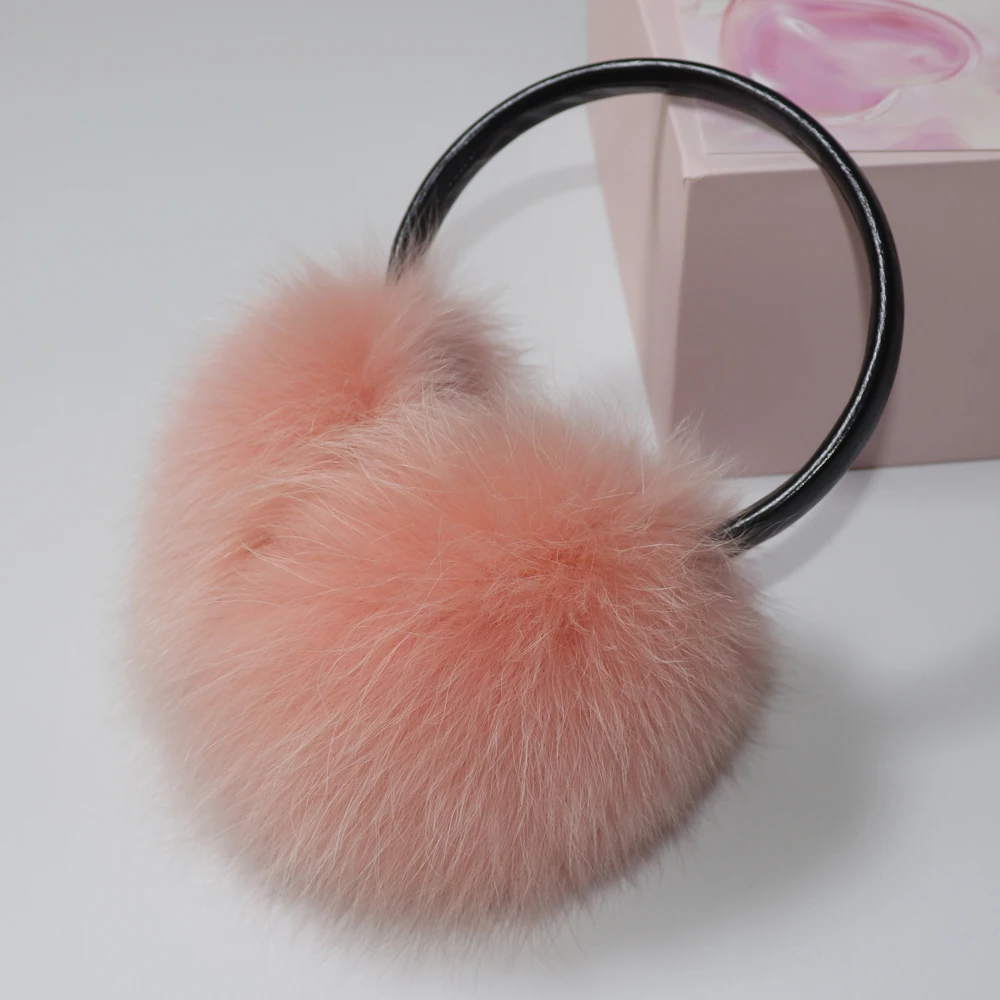 New 100% Natural Fox Fur Earlaps Fashion Women Fluffy Real Fox Fur Earmuffs Winter Lady Big Pompoms Fox Fur Plush Ear Muff