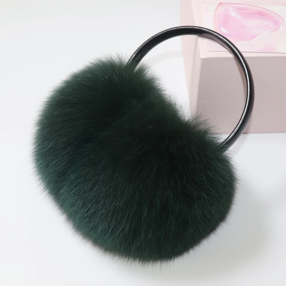 New 100% Natural Fox Fur Earlaps Fashion Women Fluffy Real Fox Fur Earmuffs Winter Lady Big Pompoms Fox Fur Plush Ear Muff