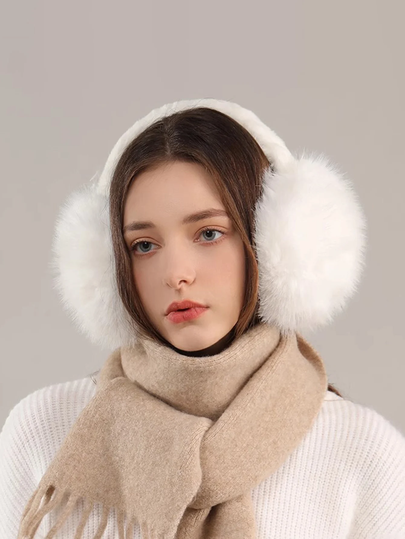1pc Solid color Earmuffs Unisex Winter Foldable Earmuffs Plush Faux Fur Ear Muffs Warmers for Women and Men Ear Protection Cover
