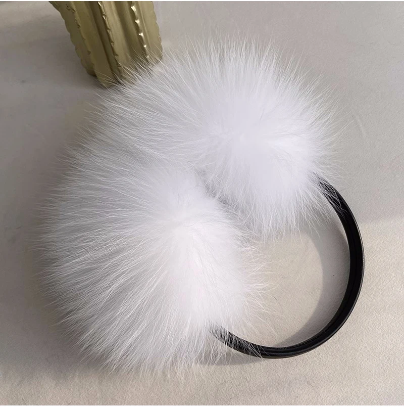 New Style Luxury Ladies Fox Fur Earmuffs Winter Women Warm Real Fox Fur Earmuffs Girl's Earlap Ultra Large Ladies Plush Earmuff
