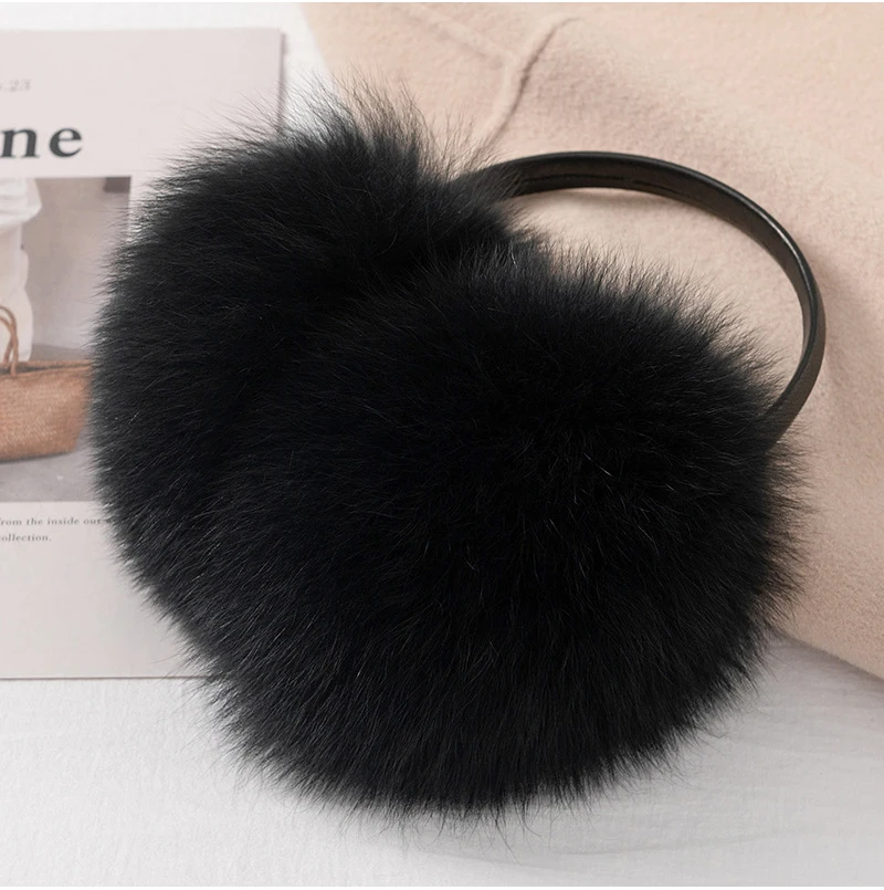 New Style Luxury Ladies Fox Fur Earmuffs Winter Women Warm Real Fox Fur Earmuffs Girl's Earlap Ultra Large Ladies Plush Earmuff