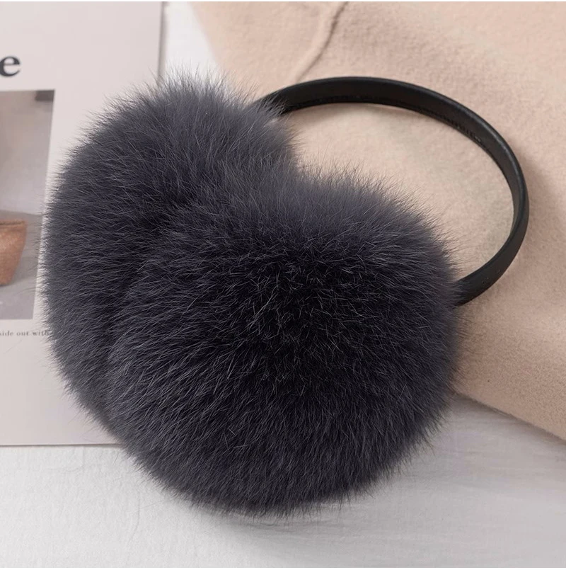 New Style Luxury Ladies Fox Fur Earmuffs Winter Women Warm Real Fox Fur Earmuffs Girl's Earlap Ultra Large Ladies Plush Earmuff