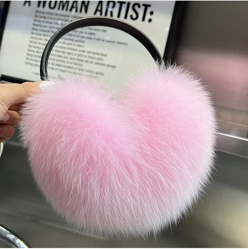 New Style Luxury Ladies Fox Fur Earmuffs Winter Women Warm Real Fox Fur Earmuffs Girl's Earlap Ultra Large Ladies Plush Earmuff
