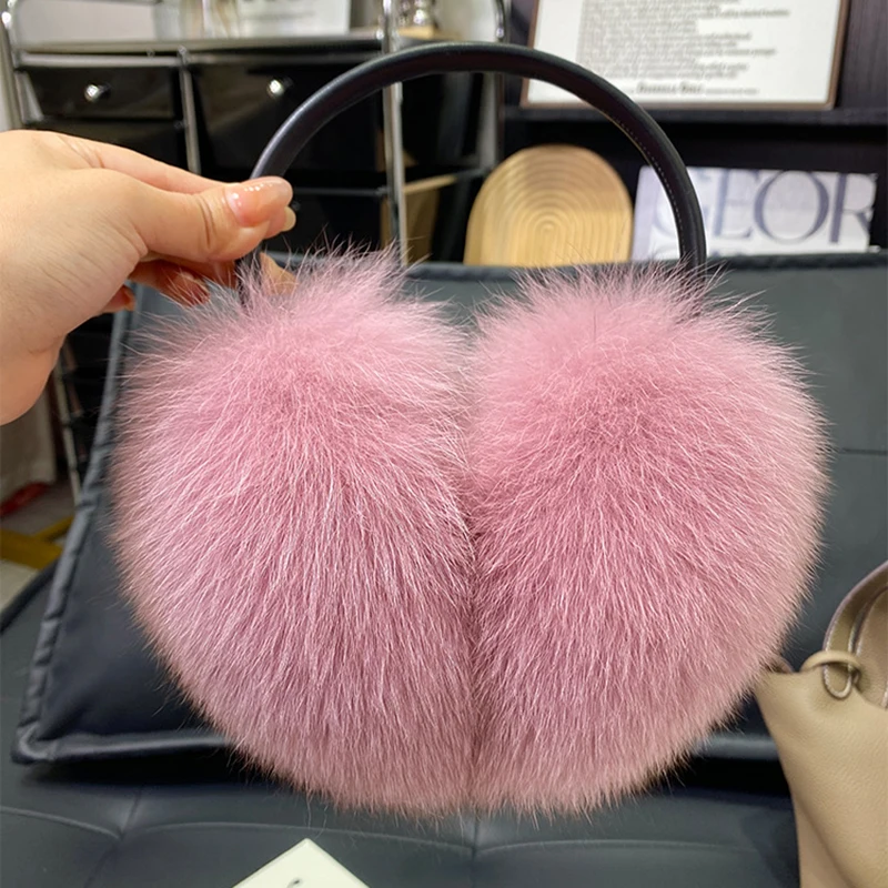 New Winter Real Fox Fur Earmuffs for Women Natural Fox Fur Scarves Dual Use Genuine Warmer Plush EarMuff Outdoor Solid Fur Scarf