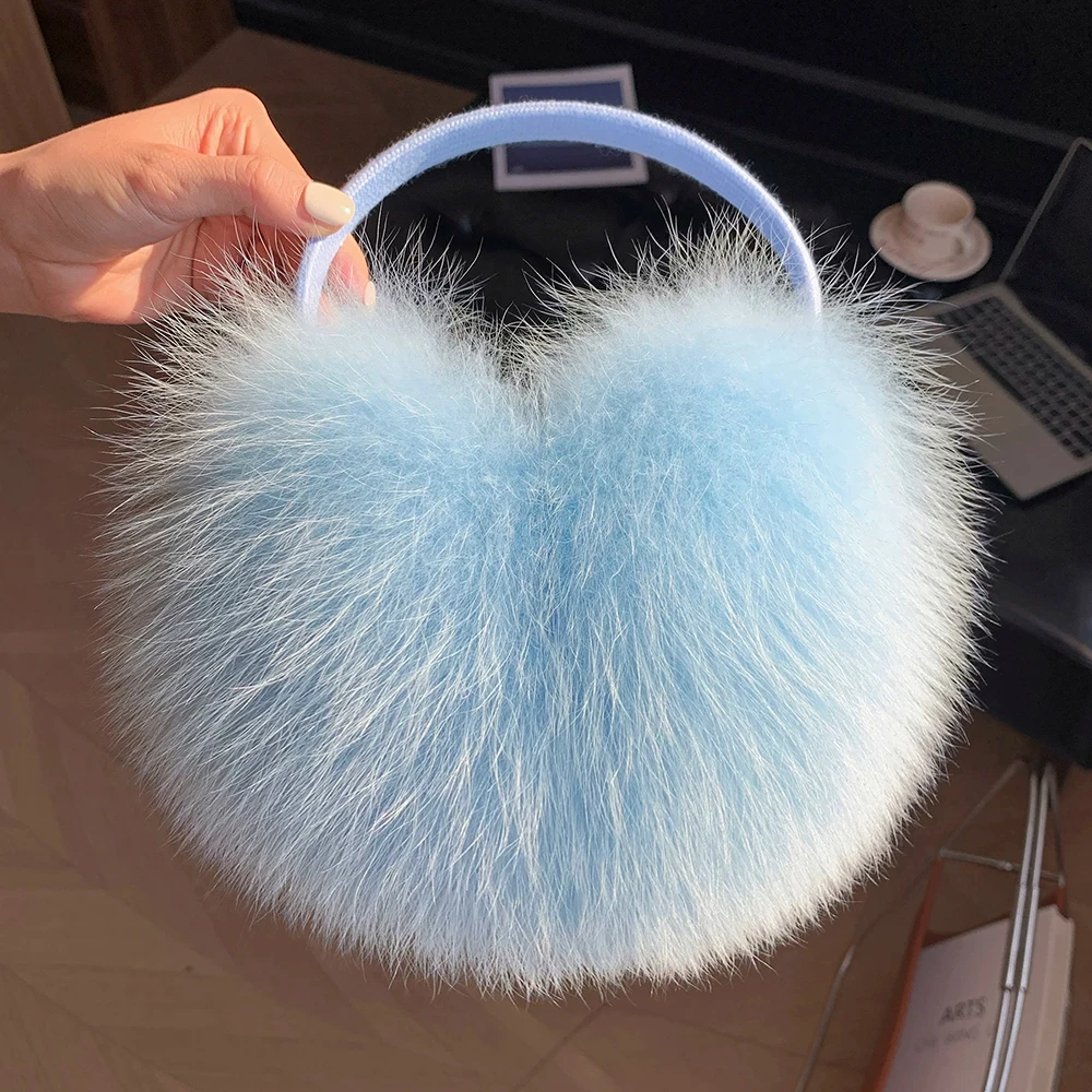New Winter Real Fox Fur Earmuffs for Women Natural Fox Fur Scarves Dual Use Genuine Warmer Plush EarMuff Outdoor Solid Fur Scarf