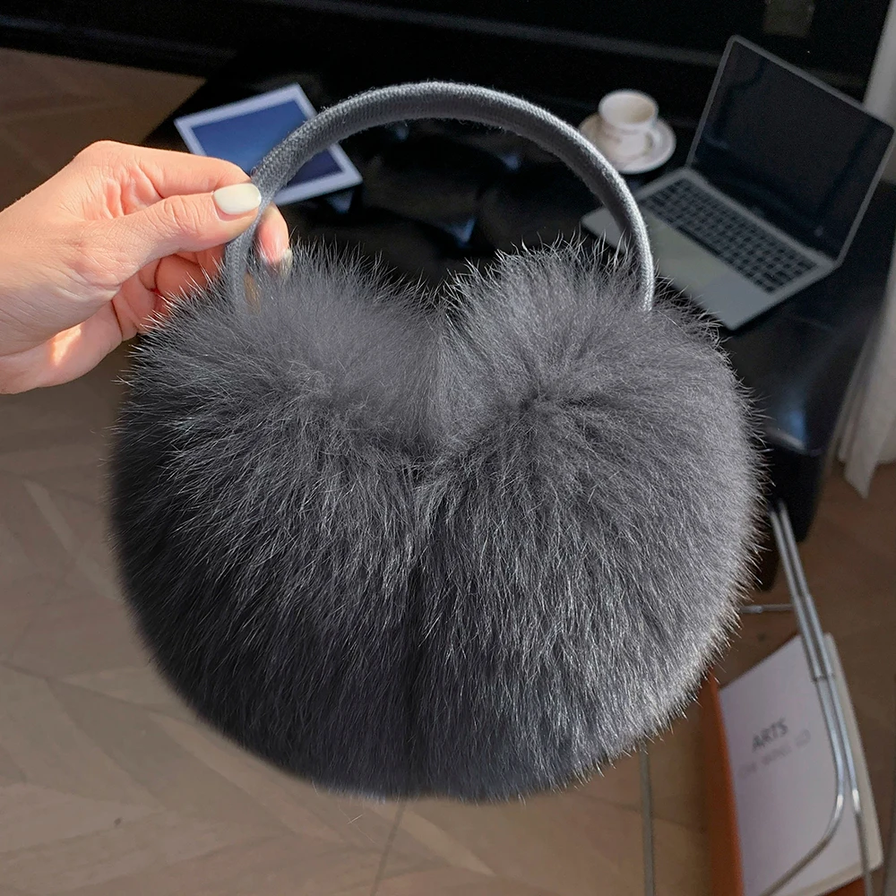 New Winter Real Fox Fur Earmuffs for Women Natural Fox Fur Scarves Dual Use Genuine Warmer Plush EarMuff Outdoor Solid Fur Scarf