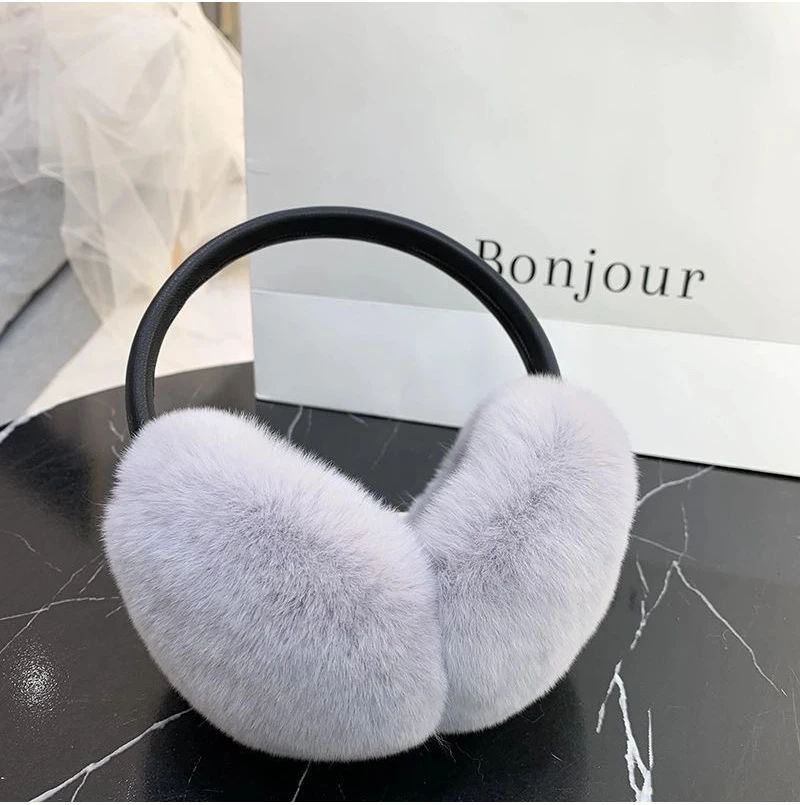 Natural 100% Rex Rabbit Fur Earmuffs Fashion Women Warm Russia Winter Real Fur Earmuffs Children Ear Cover fur Earlap Girl