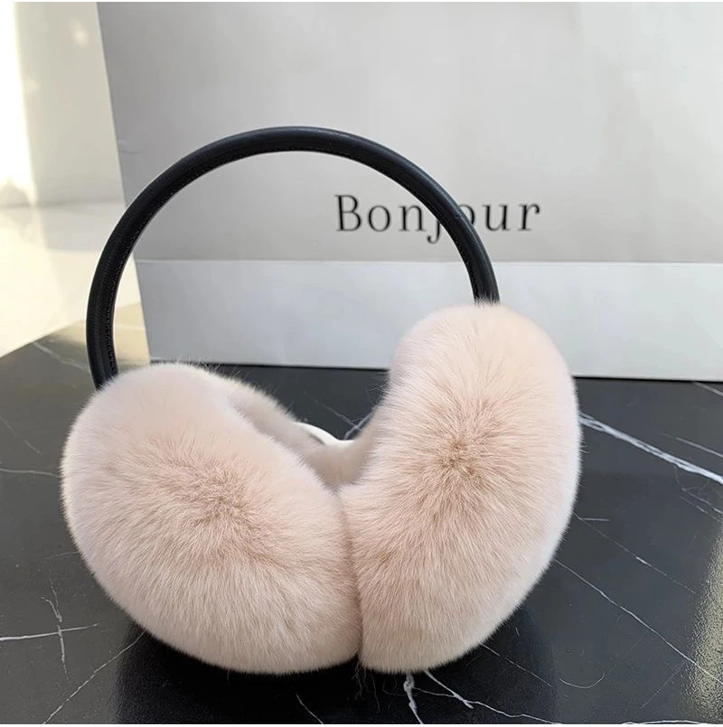 Natural 100% Rex Rabbit Fur Earmuffs Fashion Women Warm Russia Winter Real Fur Earmuffs Children Ear Cover fur Earlap Girl