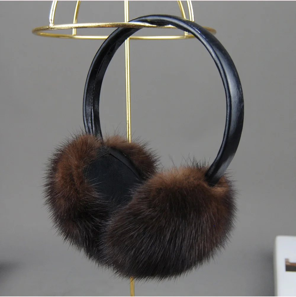 New Winter Luxury Women Warm 100% Real Natural Mink Fur Earmuff Outdoor Fashion Mink Fur Earmuffs Girl Winter Ear Protection