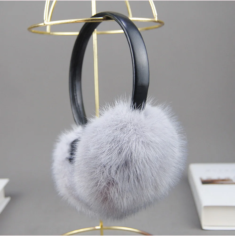 New Winter Luxury Women Warm 100% Real Natural Mink Fur Earmuff Outdoor Fashion Mink Fur Earmuffs Girl Winter Ear Protection