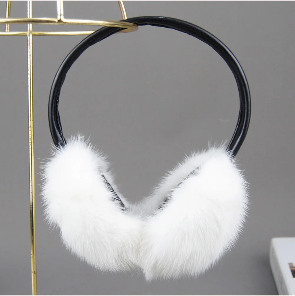 New Winter Luxury Women Warm 100% Real Natural Mink Fur Earmuff Outdoor Fashion Mink Fur Earmuffs Girl Winter Ear Protection