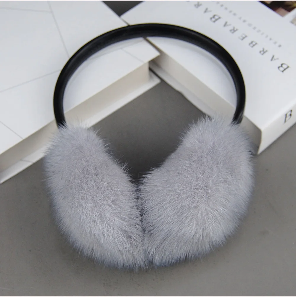 New Winter Luxury Women Warm 100% Real Natural Mink Fur Earmuff Outdoor Fashion Mink Fur Earmuffs Girl Winter Ear Protection