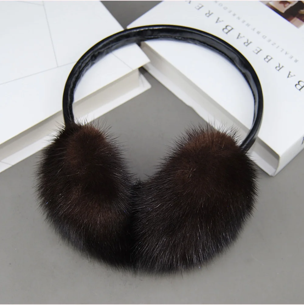 New Winter Luxury Women Warm 100% Real Natural Mink Fur Earmuff Outdoor Fashion Mink Fur Earmuffs Girl Winter Ear Protection