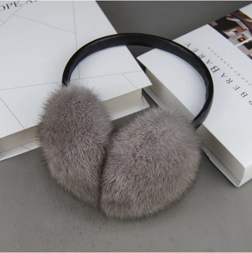 New Winter Luxury Women Warm 100% Real Natural Mink Fur Earmuff Outdoor Fashion Mink Fur Earmuffs Girl Winter Ear Protection