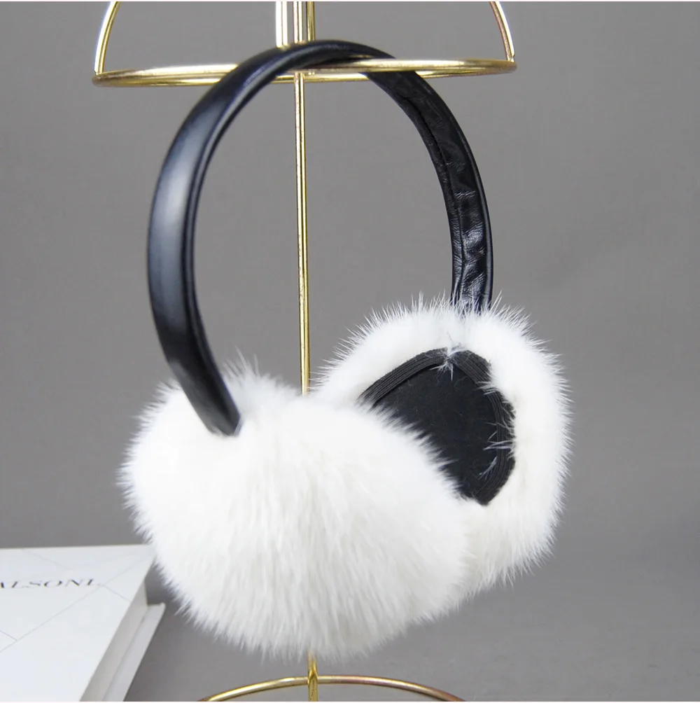 New Winter Luxury Women Warm 100% Real Natural Mink Fur Earmuff Outdoor Fashion Mink Fur Earmuffs Girl Winter Ear Protection