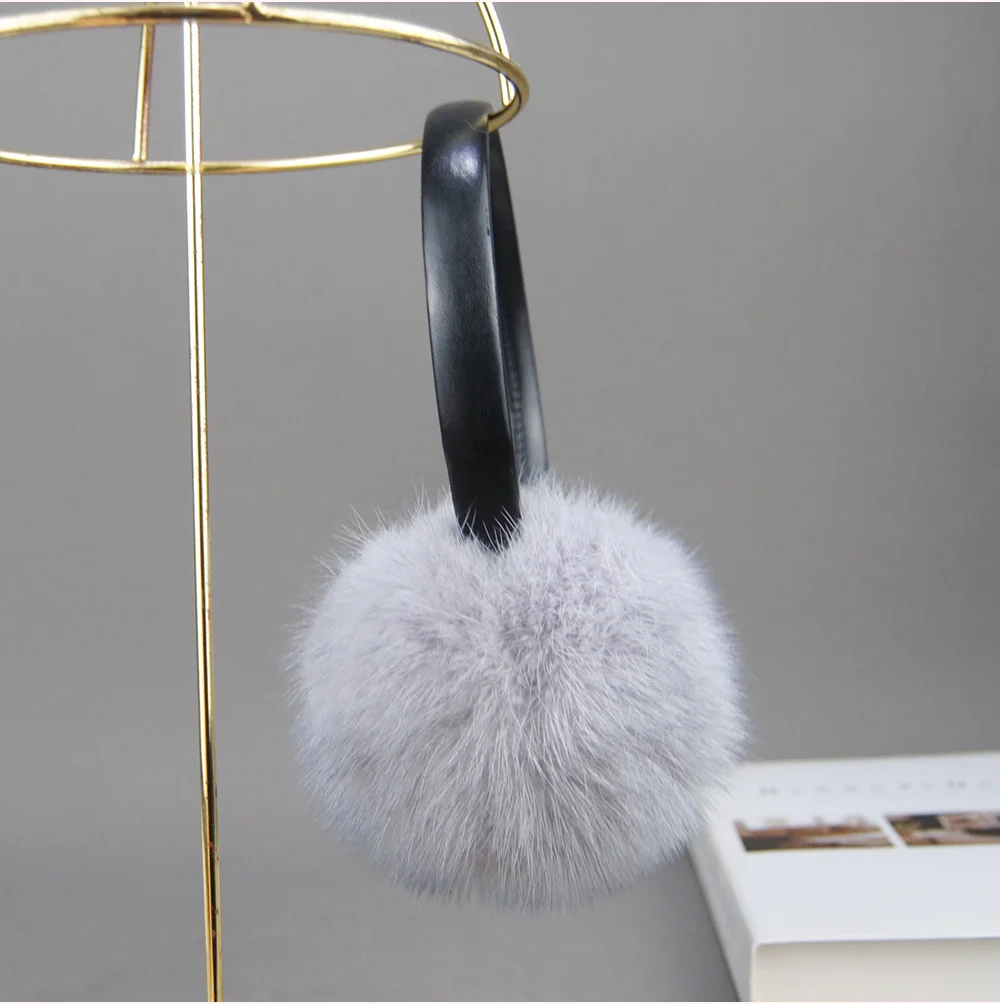 New Winter Luxury Women Warm 100% Real Natural Mink Fur Earmuff Outdoor Fashion Mink Fur Earmuffs Girl Winter Ear Protection