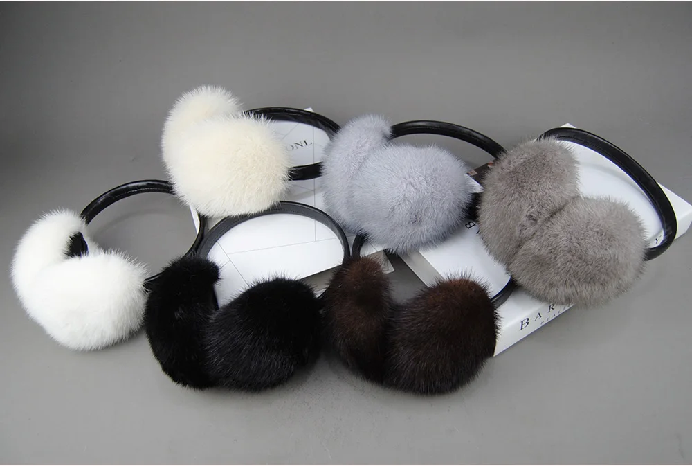 New Winter Luxury Women Warm 100% Real Natural Mink Fur Earmuff Outdoor Fashion Mink Fur Earmuffs Girl Winter Ear Protection