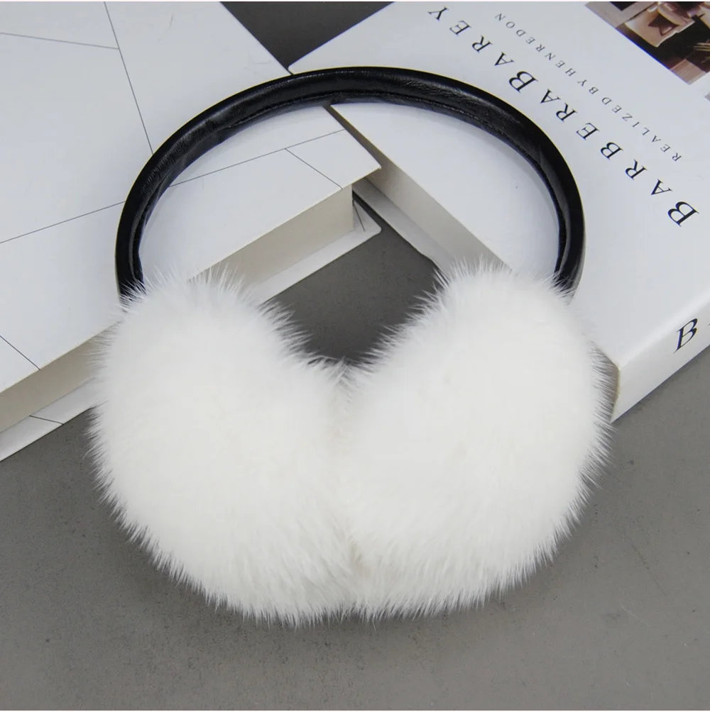 New Winter Luxury Women Warm 100% Real Natural Mink Fur Earmuff Outdoor Fashion Mink Fur Earmuffs Girl Winter Ear Protection