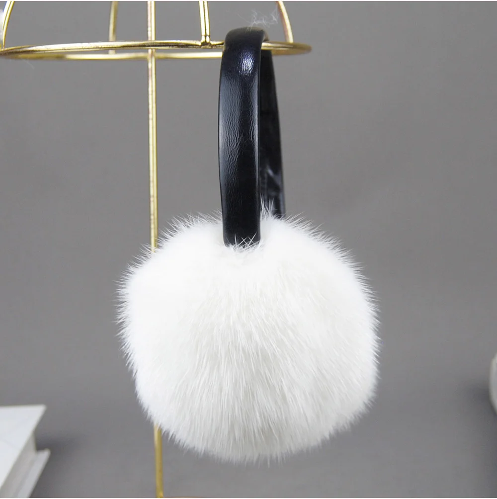 New Winter Luxury Women Warm 100% Real Natural Mink Fur Earmuff Outdoor Fashion Mink Fur Earmuffs Girl Winter Ear Protection