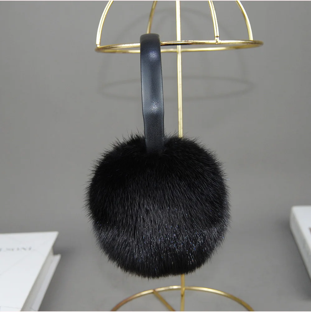 New Winter Luxury Women Warm 100% Real Natural Mink Fur Earmuff Outdoor Fashion Mink Fur Earmuffs Girl Winter Ear Protection