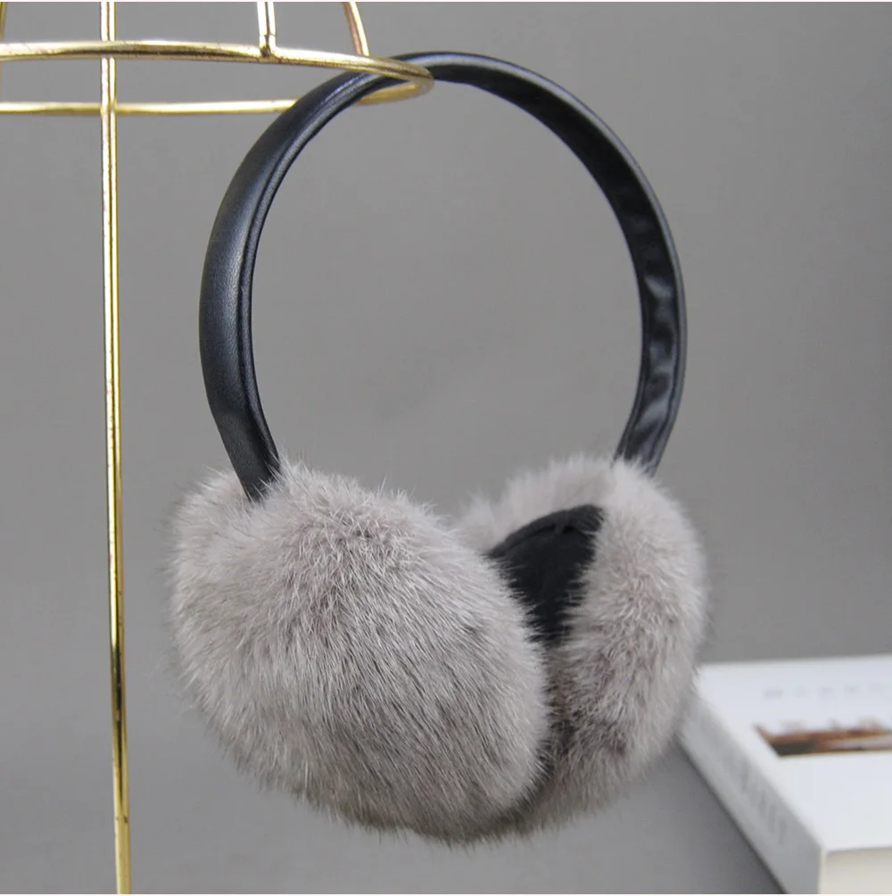 New Winter Luxury Women Warm 100% Real Natural Mink Fur Earmuff Outdoor Fashion Mink Fur Earmuffs Girl Winter Ear Protection