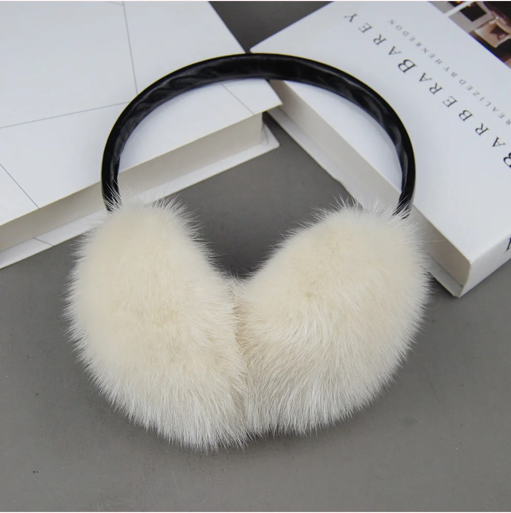 New Winter Luxury Women Warm 100% Real Natural Mink Fur Earmuff Outdoor Fashion Mink Fur Earmuffs Girl Winter Ear Protection
