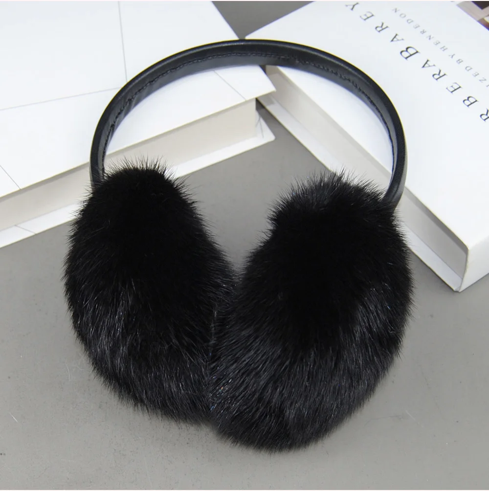 New Winter Luxury Women Warm 100% Real Natural Mink Fur Earmuff Outdoor Fashion Mink Fur Earmuffs Girl Winter Ear Protection
