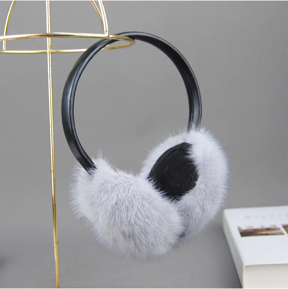New Winter Luxury Women Warm 100% Real Natural Mink Fur Earmuff Outdoor Fashion Mink Fur Earmuffs Girl Winter Ear Protection