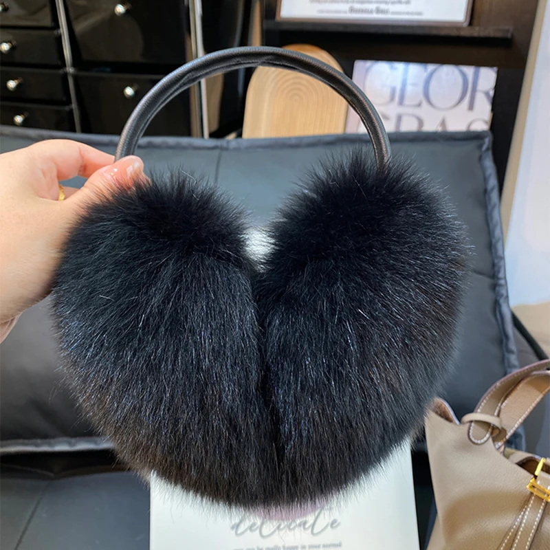 2026 Women Real Fox Fur Ear Cover Warm Winter Earmuffs Headwear Ear Muffs Earmuffs Cold Ear Warmer Ear Protection Headband